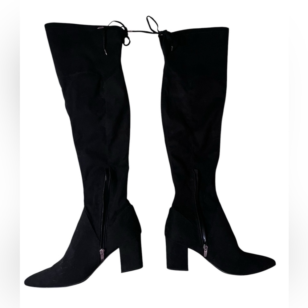 Marc Fisher Black Over the Knee Boots with Chunky Heel